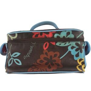 Stephanie Johnson Makeup Bag Women Brown Floral Travel Cosmetic Case